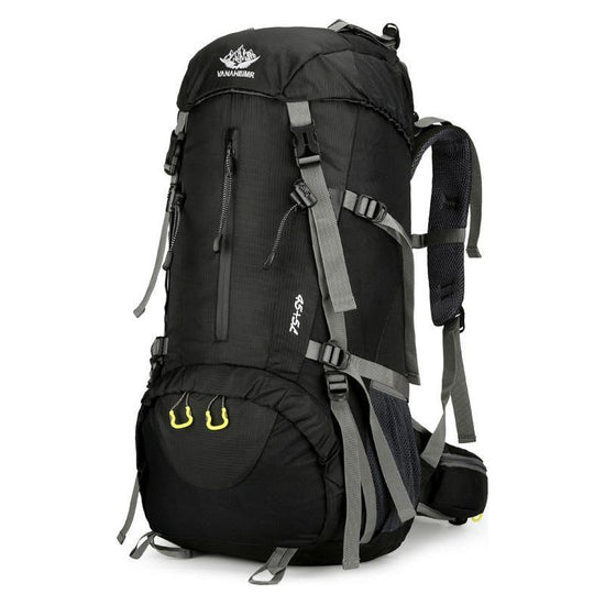 Black High-Capacity Nylon Hiking Backpack - Durable, Multi-Functional Outdoor Travel Pack
