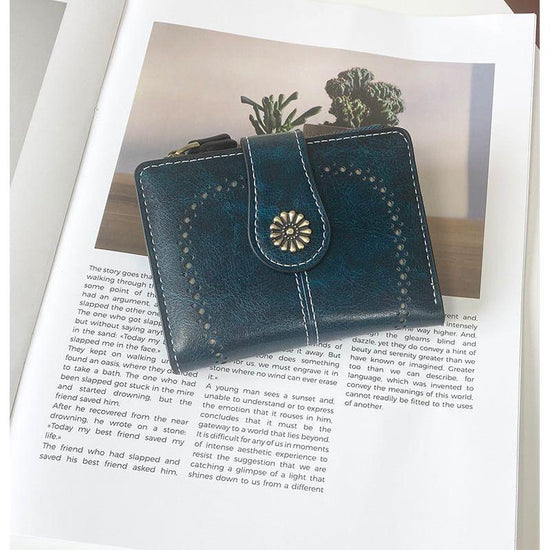 Peacock Blue Vintage PU Leather Women&