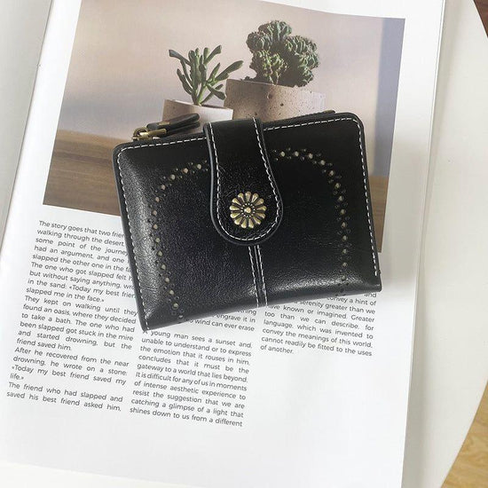 Black Vintage PU Leather Women&