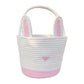 Pink And White Stitching Charming Easter Egg Tote Basket - Cute Rabbit-Themed Handwoven Cotton Rope Candy Holder