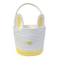 Yellow And White Stitching Charming Easter Egg Tote Basket - Cute Rabbit-Themed Handwoven Cotton Rope Candy Holder