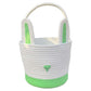 Green And White Stitching Charming Easter Egg Tote Basket - Cute Rabbit-Themed Handwoven Cotton Rope Candy Holder