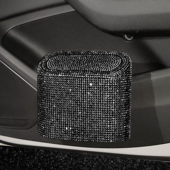 Black Diamond Sparkly Rhinestone Car Trash Can - Diamond Auto Garbage Bin Organizer