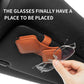 2 Pcs Orange Car Sun Visor Glasses Holder Clip with Dual Magnetic Clamps - PU Leather, Anti-Slip, and Multi-Functional Storage