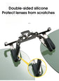 2 Pcs Green Polarized Clip-On Sunglasses - Day & Night Use, Frameless Polygon Design for Fishing & Driving