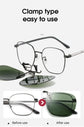 2 Pcs Brown-Pink Gradient Polarized Clip-On Sunglasses - Day & Night Use, Frameless Polygon Design for Fishing & Driving