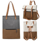 Dark Cyan And Brown Canvas Tote Bag for Women - Multi-Use Shoulder Handbag & Backpack, Large Capacity, 30x10x40cm
