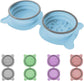 Blue Portable Collapsible Pet Bowl Set - Food-Grade Silicone Double Bowl for Dogs & Cats, Anti-Slip & Easy to Clean
