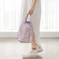 Purple Lightweight Mesh Drawstring Beach Bag - Portable Travel Organizer for Toiletries and Essentials