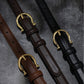 95CM Brown Elegant French Gold Buckle Genuine Leather Belt - Luxurious Lightweight Women&