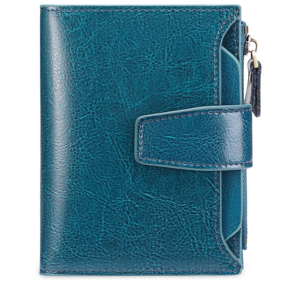 Dark Blue Premium Genuine Leather RFID Blocking Women&