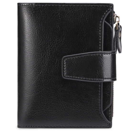 Black Premium Genuine Leather RFID Blocking Women&