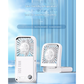 White Portable Cooling Fan with Neck Lanyard & Phone Stand - USB Rechargeable