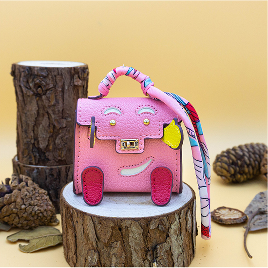 Pink Mini Bag Earphone Case - Stylish Keychain Pouch for Headphones