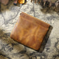 Brown Genuine Leather Coin Purse - Vintage Style Snap Closure Mini Pouch