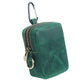 Dark Green Genuine Leather Belt Pouch - Mini Waist Bag with Zipper and Carabiner