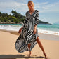 Zebra Print Loose Fit Caftan Dress - Resort Style Beach Coverup for Women