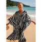 Zebra Print Loose Fit Caftan Dress - Resort Style Beach Coverup for Women