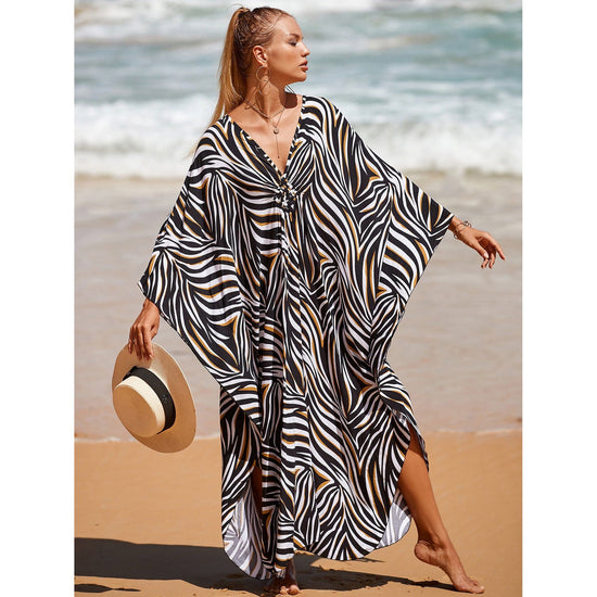 Style 3 Loose Fit Caftan Dress - Resort Style Beach Coverup for Women