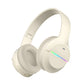 Khaki Wireless Gaming Headphones with Lights - Foldable Design, 40mm Drivers, Comfortable