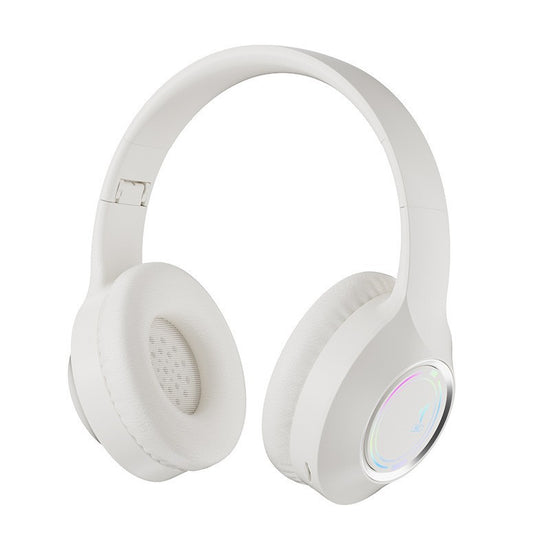 White Bluetooth 5.2 Headphones - Foldable, Adjustable Headband, TF Card