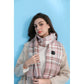 Light Pink Plaid Heated Scarf - Electric Warming Scarf, Winter Outdoor Essential (Without power bank)