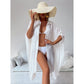 White Summer Beach Cover-Up- Bamboo Cotton Sun Protection Cardigan