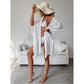White Summer Beach Cover-Up- Bamboo Cotton Sun Protection Cardigan