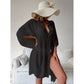 Black Summer Beach Cover-Up- Bamboo Cotton Sun Protection Cardigan