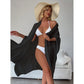 Black Summer Beach Cover-Up- Bamboo Cotton Sun Protection Cardigan