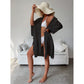 Black Summer Beach Cover-Up- Bamboo Cotton Sun Protection Cardigan
