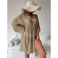 Khaki Summer Beach Cover-Up- Bamboo Cotton Sun Protection Cardigan