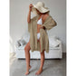 Khaki Summer Beach Cover-Up- Bamboo Cotton Sun Protection Cardigan