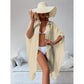 Apricot Summer Beach Cover-Up- Bamboo Cotton Sun Protection Cardigan
