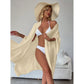 Apricot Summer Beach Cover-Up- Bamboo Cotton Sun Protection Cardigan