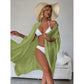 Light Green Summer Beach Cover-Up- Bamboo Cotton Sun Protection Cardigan