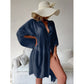 Navy Blue Summer Beach Cover-Up- Bamboo Cotton Sun Protection Cardigan