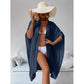 Navy Blue Summer Beach Cover-Up- Bamboo Cotton Sun Protection Cardigan