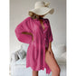 Rose Red Summer Beach Cover-Up- Bamboo Cotton Sun Protection Cardigan