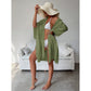 Military Green Summer Beach Cover-Up- Bamboo Cotton Sun Protection Cardigan