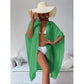 Green Summer Beach Cover-Up- Bamboo Cotton Sun Protection Cardigan