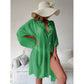 Green Summer Beach Cover-Up- Bamboo Cotton Sun Protection Cardigan