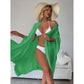 Green Summer Beach Cover-Up- Bamboo Cotton Sun Protection Cardigan