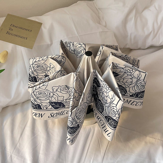 Thorn Flower Mini 5-Fold Umbrella - Portable, Anti-UV, Black Glue Coating