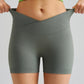 Grass Green Gray Yoga Shorts - Seamless, High Waist, Tummy Control Size S
