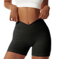 Black Yoga Shorts - Seamless, High Waist, Tummy Control Size L