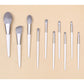 Silver Gray (Brush + Bag) 10 Piece Face Eye Makeup Brush Set - Premium Makeup Blending Brushes