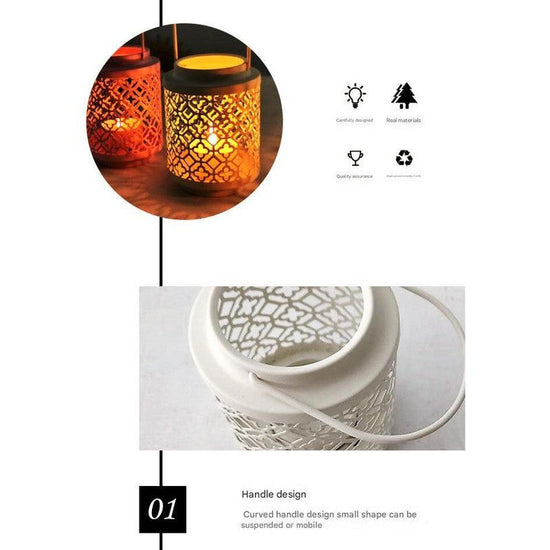 Green Vintage Style Candle Lantern - Iron Tabletop Centerpiece for Home Decor