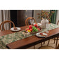 Floral Table Runner with Tassels - Jacquard Green Farmhouse Style (33x180cm)