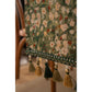 Floral Table Runner with Tassels - Jacquard Green Farmhouse Style (33x180cm)